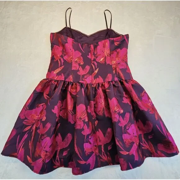 Aidan Mattox Sleeveless Floral Jacquard Party Dress Pink/ Fuchsia Size 16 NWT - Picture 5 of 14